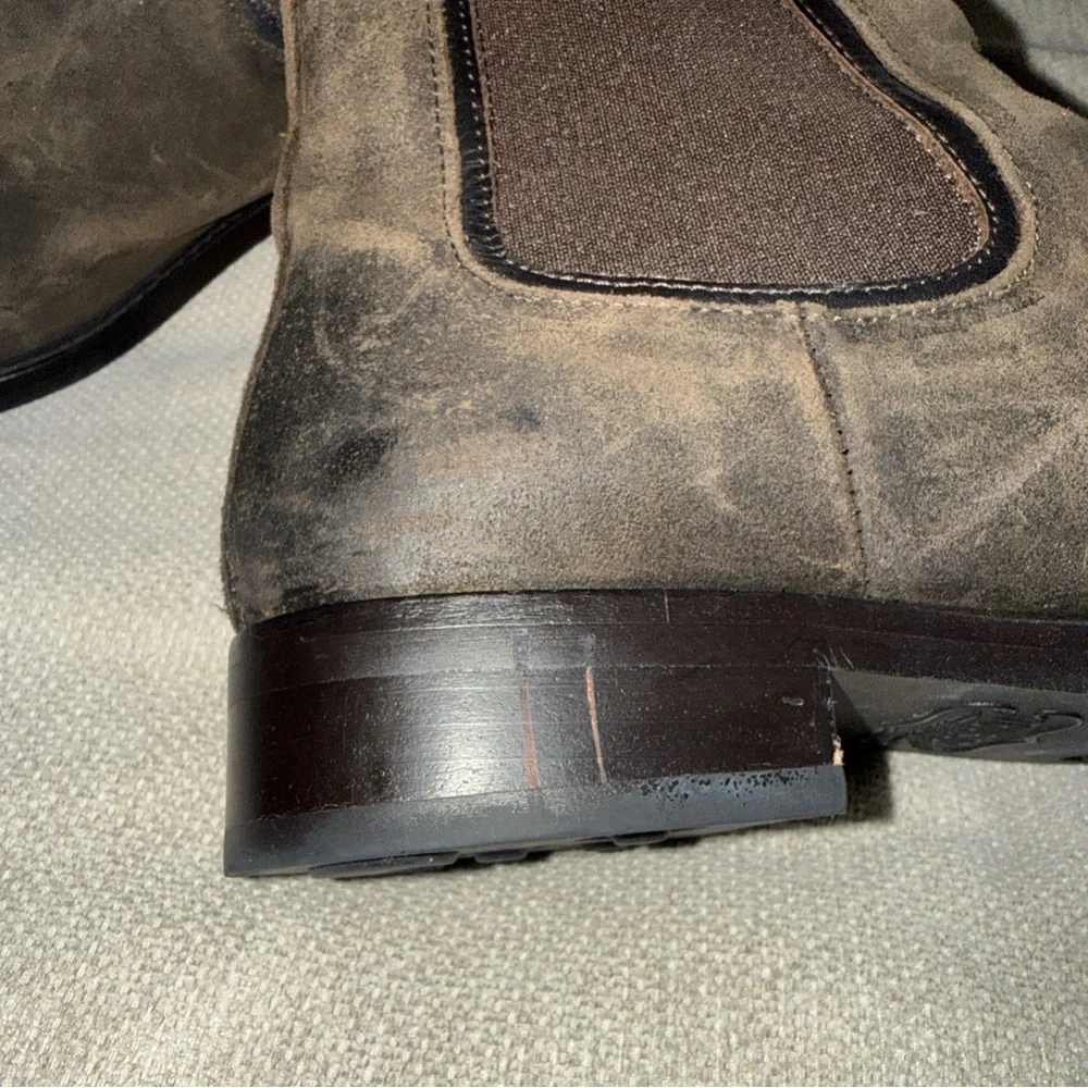 Thursday Everyday Chelsea Duchess Bootie In Dark Olive Suede Womens Size 7